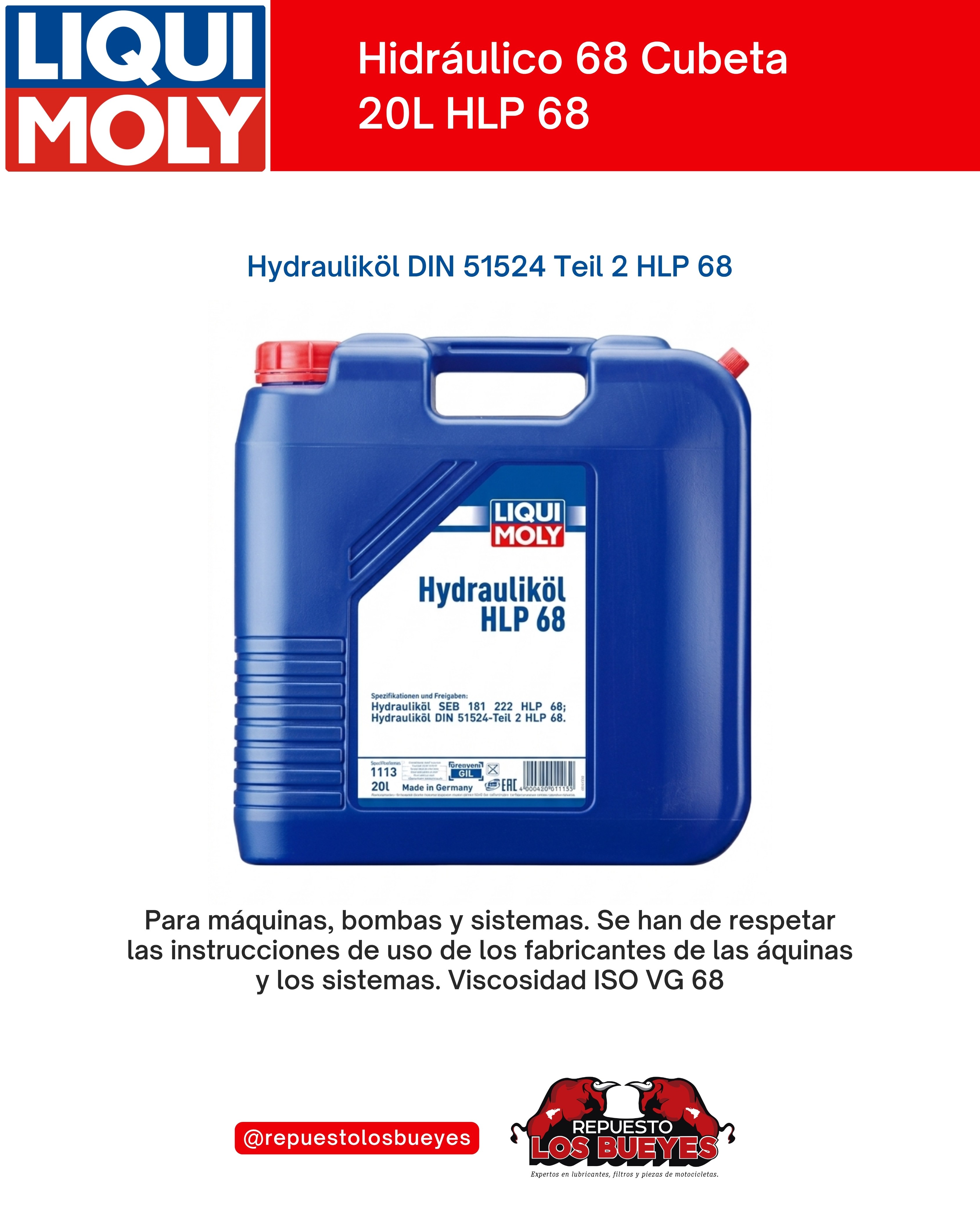Aceite Hidráulico HLP 68 20 L